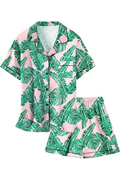 GENERAL Schbbbta Girls Boys Satin Pajamas Set, 2Piece Silk Nightwear Button-D...