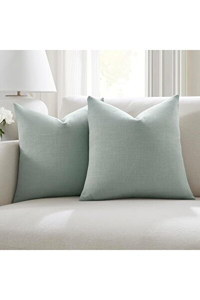 Meekio Set of 2 Dark Sage Pillow Covers 18 x 18 Inch Farmhouse Boho Decorativ...