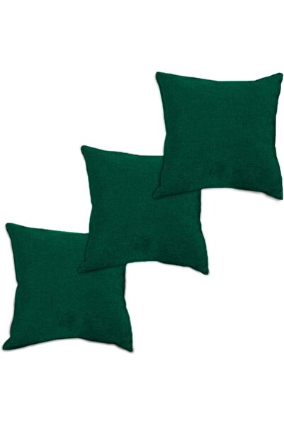 REGAL IN HOUSE In House | 3 Pieces Square Decorative Cushion Set of Linen Sol...