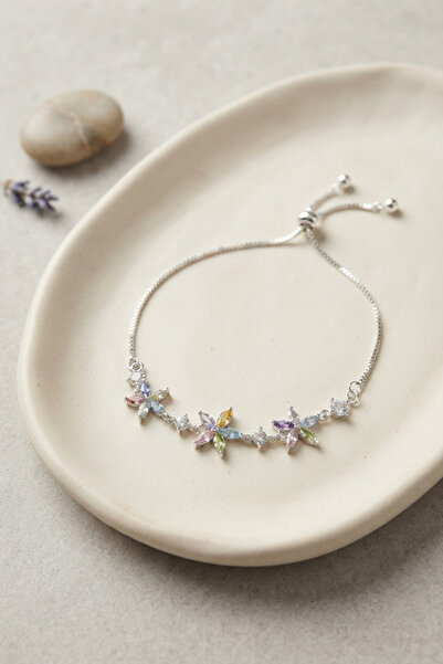 callerrons accessories Brass Silver Color Floral Model Zircon Stone Elevator ...