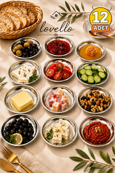 LOVELLO 12-Piece Multi-Purpose Decorative Stainless Steel 12 cm Presentation ...