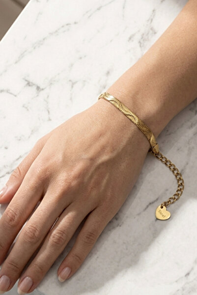 Rua Jewelry Steel Venetian Vine Herringbone Bracelet 4 mm Gold Color |   Anti...
