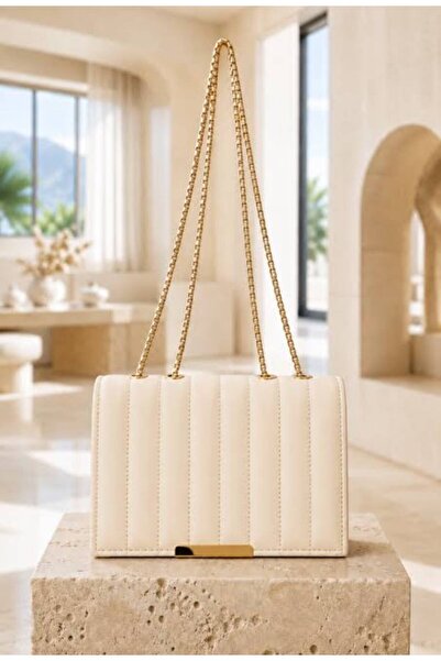 ÇANTA Quilted Shoulder Bag with Gold Chain Detail