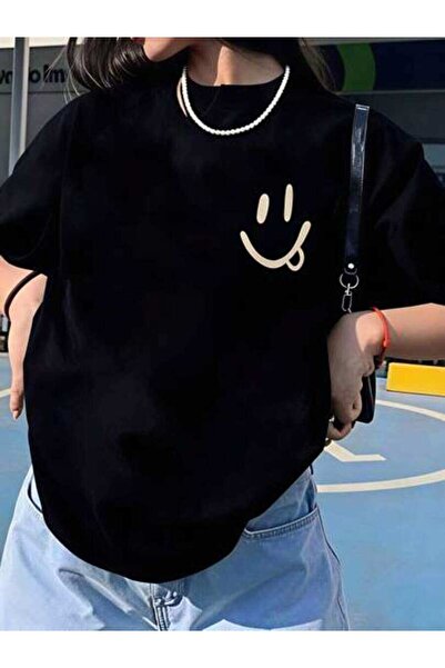 23ERVA Smile Face, Women's Simple Graphic Design, Pure Cotton T-Shirt, Summer...