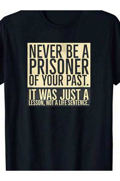 23ERVA Men's Summer Outfits, Never Be A Prisoner Of Your Past Quote Graphic T...