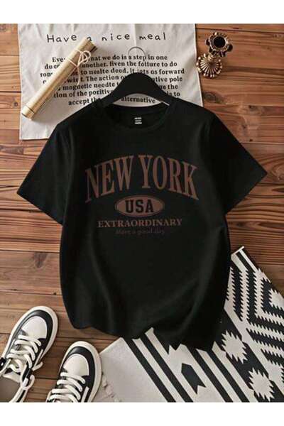 23ERVA Casual, Women's New York Usa Extraordinary Print, Pure Cotton T-Shirt,...