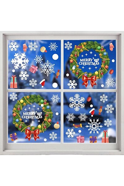 GENERAL Christmas Window Clings, Christmas Wreath Snowflakes Candy Window Dec...