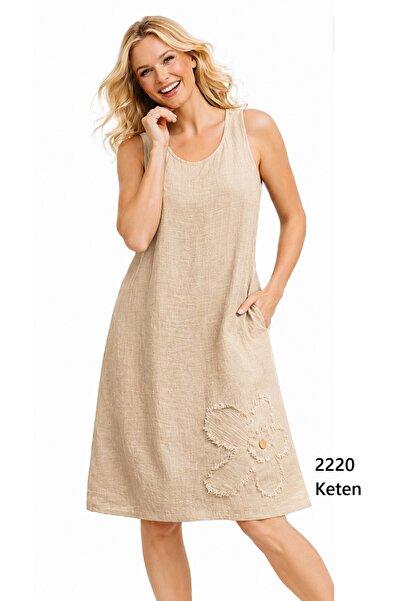 Duss 2220 Floral Detailed Muslin Shirt Dress