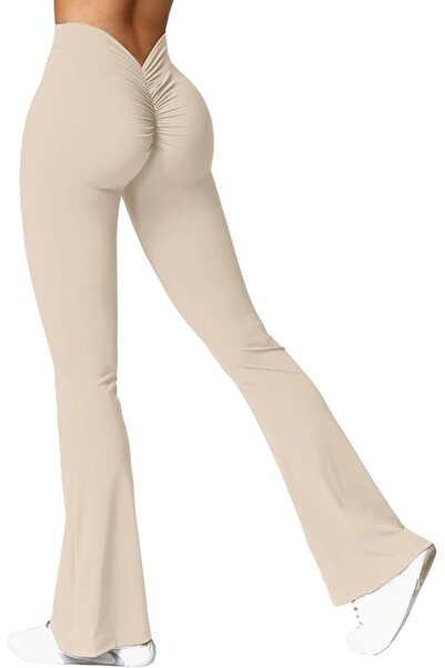 GENERAL YEOREO Scrunch Flare Leggings Daze V Back Butt Lifting Wide Leg High ...