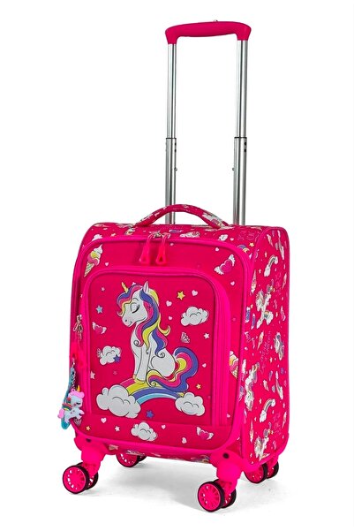 mercan bags Kız Unicorn Boynuzlu At Desenli 4 Tekerlekli Kabin Boy Renkli Kız...