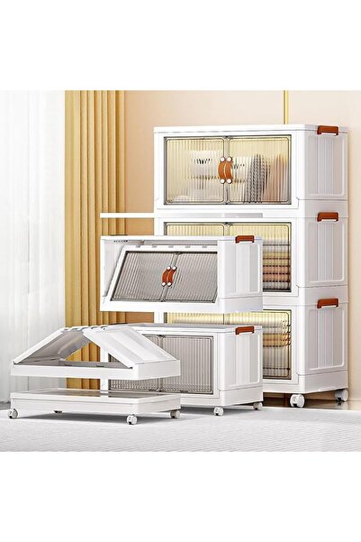 GENERAL Plastic Storage Cabinet 56CM Wide Storage Box with Lids 3 Tiers Folda...