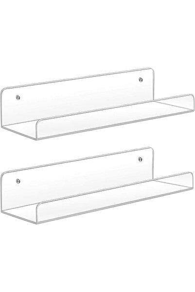 TRASSLE 4 Pack Clear Acrylic Shelves for Storage, 15" Floating Shelves Wall M...