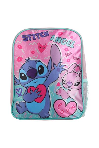 NO BRAND Rucsac de grădiniță roz-verde Stitch și Angel