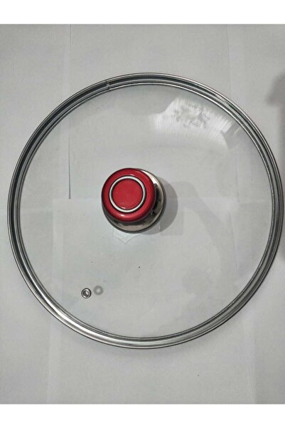 Ürkmez Ticaret Capac din sticlă Capac pentru oală 28 cm Mâner roșu de lux, po...