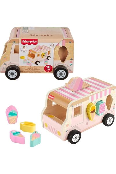 FISHER-PRICE BABY طاولة موسيقية خشبية للأطفال من فيشر برايس مع آلات إيقاعية، ...