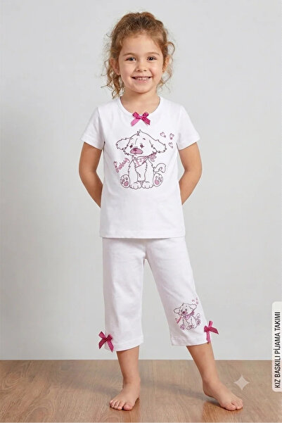 Mariposa Secret Girl's Printed Sleeve Set 2528 White 8