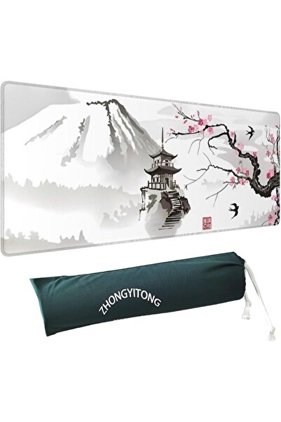 GENERAL Large Gaming Mouse Pad with Stitched Edges, Minimalist Topographic Ma...