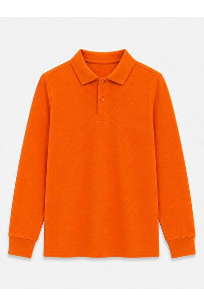 ROZELT Orange Long Sleeve Polo Collar Lakos School T-Shirt R.O.Z.K.U.U.Lt.E.L.T.