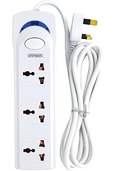 UNIPOWER EX-1242 Power Socket with 3 Way Outlets and Extension Cord, 3 Meter ...