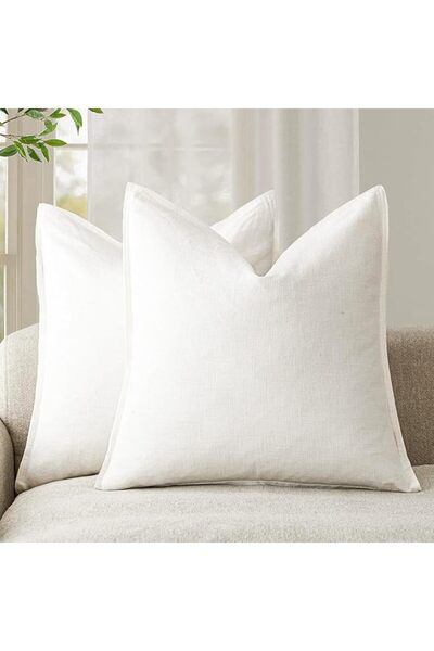 Foindtower Pack of 2, Decorative Linen Soild Throw Pillow Covers Soft Accent ...