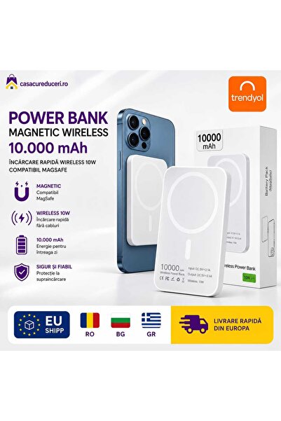 ASMXX Power Bank Magnetic 10.000 mAh, Wireless 10W, Compatibil MagSafe, Bater...