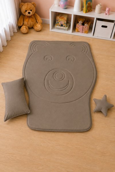 Miyu Teddy Nest Ayıcık Oyun Matı Seti 145x120 cm – %100 Pamuk Kumaş – Silikon...