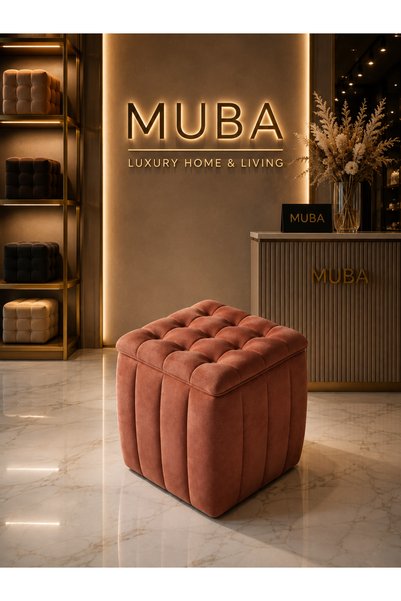 Muba Belora Kumaş Kare Puf 40x40 cm – Yeni Sezon İthal Kumaş, Ultra Yumuşak D...