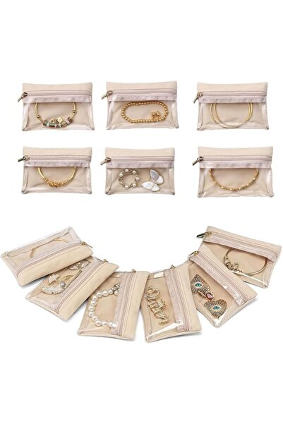 GENERAL 12Pcs Velvet Jewelry Organizer Set - Clear Window Zipper Pouch for Ea...