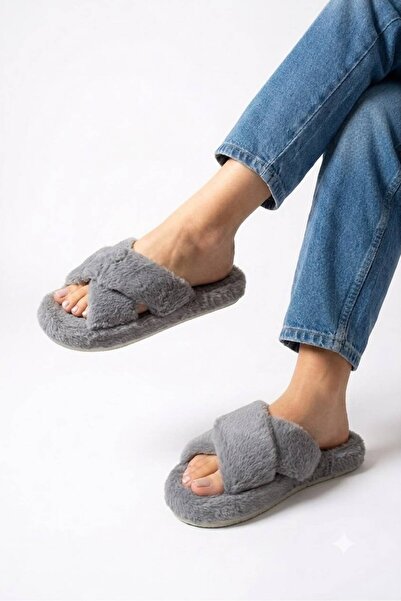FEMME FATALE Pri̇ncess Cross Plush Women's Home Slippers