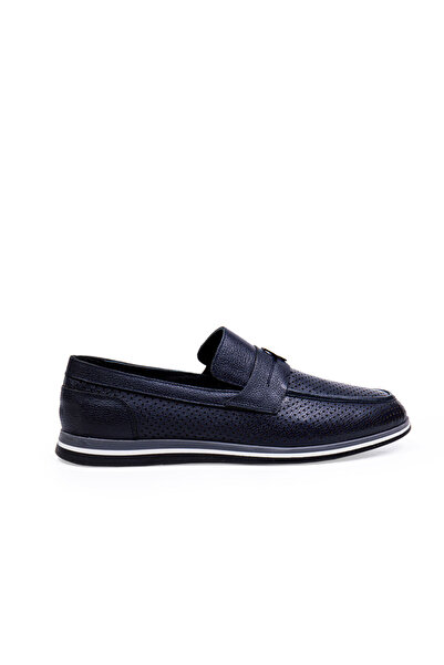 Vantaggio Altimore Navy Blue 100% Genuine Leather Men's Loafer Shoes