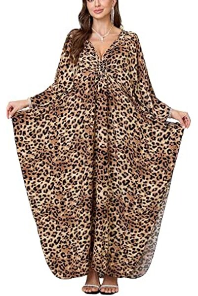 YouKD Summer Long Kaftan Dress Bohemian Roomy Beach Robe Cover Up Plus Size D...