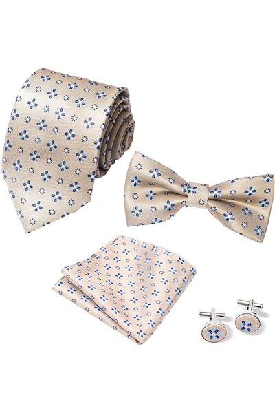 GENERAL [5 in 1] Men's Pretied Bow Ties Paisley Floral Stripe Bow Tie, Pocket...