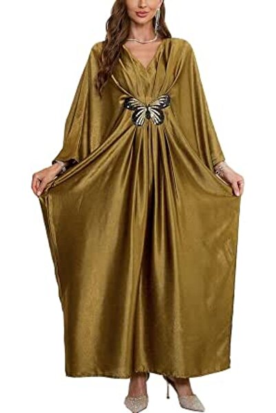 YouKD Women's Solid Color Bohemian Kaftan Dress Beach Cover Ups Plus Size Bat...