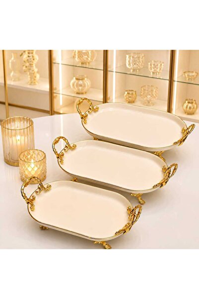 Buldem 3 Piece Original Porcelain Gold Presentation Set |   Stylish Serving a...
