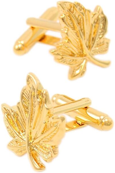 Generic Gold Metal Leaf Maple Leaf Cufflinks for Men Gift French Shirt Cuff C...