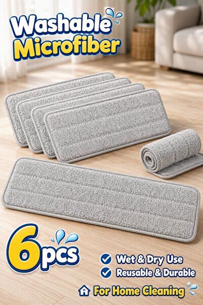 Generic 6 Pack Microfiber Absorbent Mop Pads Replacement Flat Mop Head Washab...