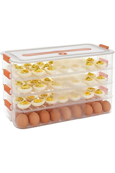 Generic 4-Layer Food Storage Container with Lid, Airtight Fresh Keeper for Sn...