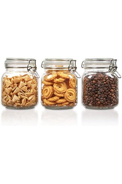 Generic 3 Pack 34oz/1.01L Glass Food Storage Jars with Airtight Clamp Lids | ...
