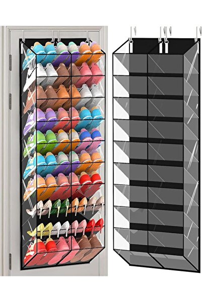 GENERAL UVIAHOMI 30 Pairs Over the Door Shoe Organizer, Clear Pockets Hanging...