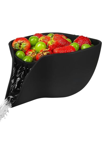 Yelajoy Black Silicone Multifunctional Drain Basket, Durable Soft Quality Str...