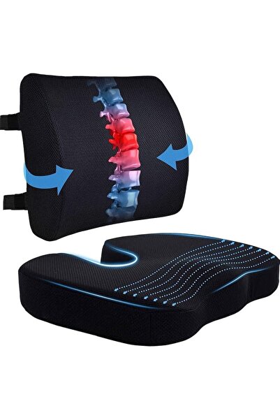 MarlaMall Coccyx Seat Cushion and Lumbar Support Pillow, Ergonomic Office Cha...