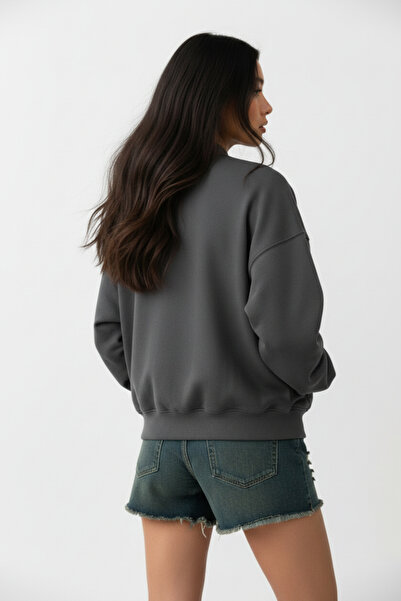 Runades Kadın Basic Oversize Fermuarlı Günlük Bomber Ceket