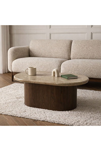 Baytonia Arteza Collection Coffee Table - Marble - Dark Brown and Beige