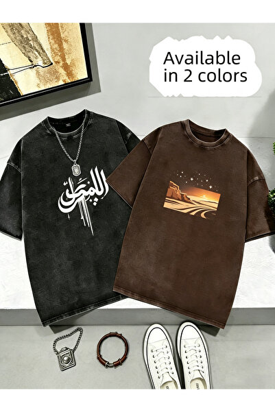 Ornella Studio تي شيرت بأكمام قصيرة مغسول بالماء بوزن 230 جرام، بتصميم عتيق م...