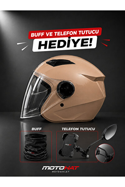 Motohat Motosiklet GÜNEŞ VİZÖRLÜ KASK - TELEFON TUTUCU VE BUFF HEDİYELİ