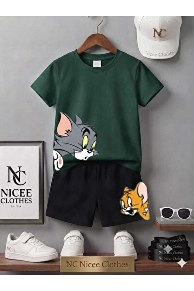 Leto Lykia Summer Children's T-Shirt Shorts Unisex (Tom and Jerry Printed)