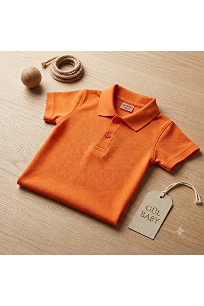 GÜL Baby Cotton Knitwear Polo Collar Girls' and Boys' School T-Shirt Short Sl...