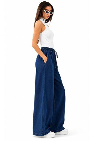 ALLDAY Beli Lastikli Denim Tensel Pantolon K.MAVİ