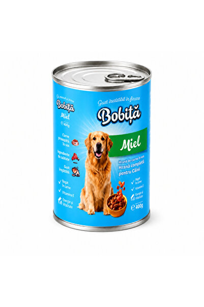 Bobita Bobiță Hrană Umedă Completă pentru Câini Adulți cu Miel, 6 x 400 g