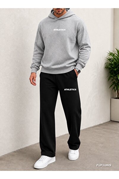 FUFLUNS Athletic Printed Men's Hooded Tracksuit Set